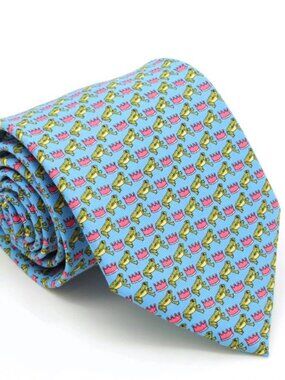 Ferrecci Frog Blue Necktie with Handkerchief Set